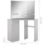 vidaXL Coiffeuse d'angle avec LED Gris béton 111x54x141 5 cm