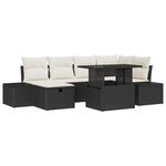 vidaXL Ensemble de canapés de jardin 7 pièces avec coussins en rotin poly noir