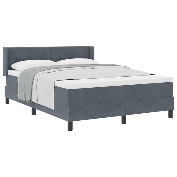 Lit à ressorts vidaXL avec matelas gris foncé 160x200 cm en velours