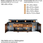Meuble TV MOOD 2 portes et 2 tiroirs - Mélaminé bois vieilli et gris mat - 180 x 47 x 66 cm