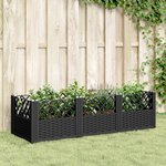vidaXL Jardinière avec piquets noir 123 5x43 5x43 5 cm PP