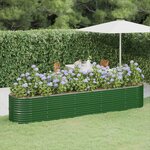 vidaXL Lit surélevé de jardin Acier enduit de poudre 368x80x68 cm Vert