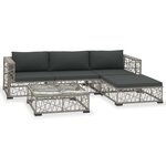Salon de jardin meuble d'extérieur ensemble de mobilier 5 pièces avec coussins résine tressée gris 02_0016441