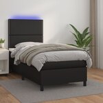 vidaXL Sommier à lattes de lit avec matelas et LED Noir 90x190 cm