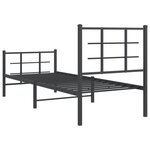 vidaXL Cadre de lit métal avec tête de lit/pied de lit noir 80x200 cm