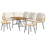 Ensemble de salon de jardin 4 pièces avec coussins en poly rattan naturel
