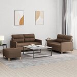 vidaXL Ensemble de canapés 3 Pièces avec coussins Marron Tissu