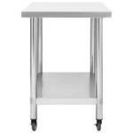 vidaXL Table de travail de cuisine avec roues 80x60x85 cm Inox