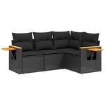 vidaXL Salon de jardin 4 Pièces avec coussins noir résine tressée
