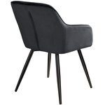 Lot de 2 chaises pieds noir siège de salon cuisine salle à manger design élégant velours noir 08_0000572