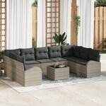 vidaXL Ensemble Canapé Jardin 10 Pièces avec Coussins en Rattan Gris