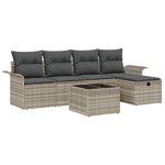 vidaXL Ensemble de Canapé de Jardin de 6 pièces avec Coussins Gris Clair Poly Rattan