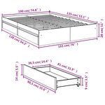 vidaXL Cadre de lit avec tiroirs sans matelas noir 135x190 cm