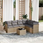 vidaXL Salon de jardin avec coussins 7 Pièces beige résine tressée