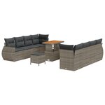 Ensemble de canapé de jardin 11 pièces vidaXL avec coussins gris rotin synthétique acacia