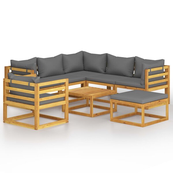 vidaXL Salon de jardin 8 Pièces avec coussin Bois d'acacia solide