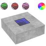 vidaXL Table basse avec LED infini gris béton 100x100x40 cm