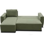 Canapé d'angle convertible réversible 3-4 places - PHARELL - Tissu olive - Coffre de rangement - 224 x 155 x 85 cm