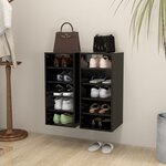 vidaXL Armoires à chaussures 2 Pièces Noir 31 5x35x70cm Bois d'ingénierie