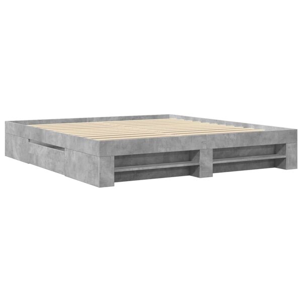 vidaXL Cadre de lit gris béton 200x200 cm bois d'ingénierie