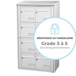 Bloc collectif Leabox  2x4  grade 3  simple face  Extérieur  fixation murale  Blanc neige RAL 9016 finition brillante