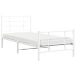 vidaXL Cadre de lit métal sans matelas avec pied de lit blanc 90x200cm