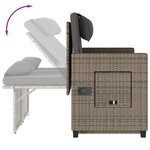 vidaXL Banc inclinable de jardin avec coussins gris résine tressée