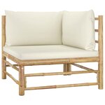 Salon de jardin meuble d'extérieur ensemble de mobilier 8 pièces avec coussins blanc crème bambou 02_0017482