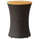 vidaXL Table d'appoint de jardin forme tambour noir rotin bois massif
