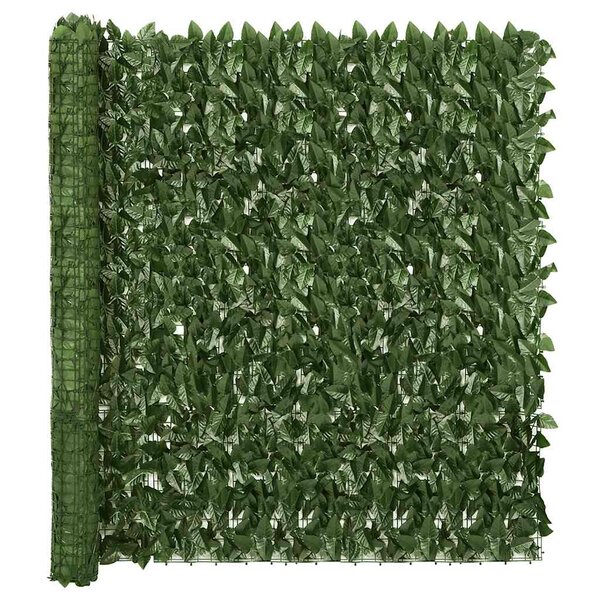vidaXL Écran de balcon avec feuilles vert foncé 300x150 cm