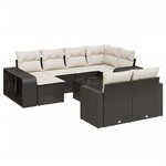vidaXL Salon de jardin 11 Pièces avec coussins noir résine tressée