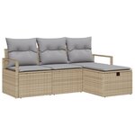 Set de canapé de jardin 4 pièces vidaXL avec coussins Beige Poly Rattan
