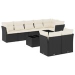 vidaXL Salon de jardin 9 Pièces avec coussins noir résine tressée