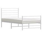 vidaXL Cadre de lit métal sans matelas avec pied de lit blanc 75x190cm
