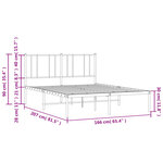 vidaXL Cadre de lit métal sans matelas et tête de lit noir 160x200 cm