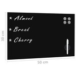 Tableau magnétique panneau écriture école maison bureau mural verre 50 x 30 cm noir 02_0045502