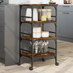 vidaXL Chariot de cuisine chêne fumé 45x35x89 5 cm bois d'ingénierie