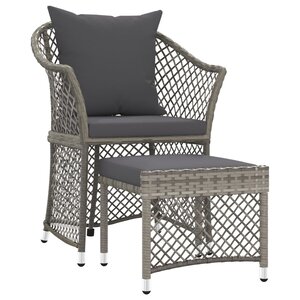 vidaXL Salon de jardin 2 Pièces avec coussins Gris Résine tressée