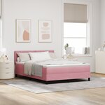 Box Spring avec Matelas Rose 160x200 cm en Velours