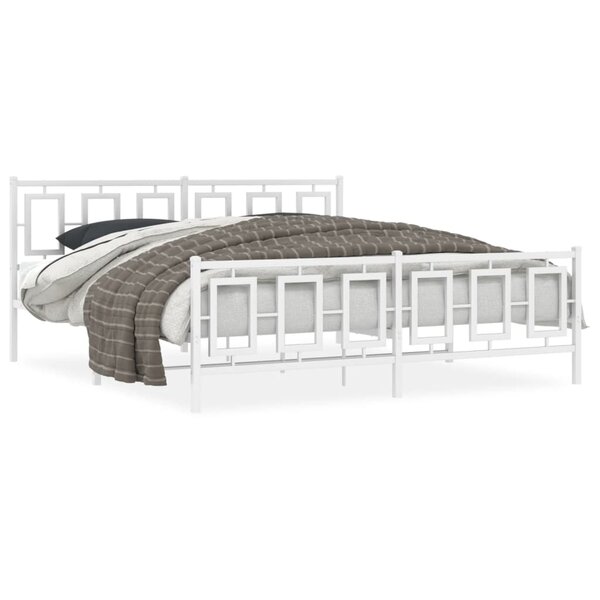 vidaXL Cadre de lit métal sans matelas et pied de lit blanc 183x213 cm