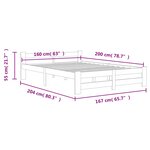 vidaXL Cadre de lit sans matelas bois massif de pin 160x200 cm
