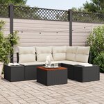 vidaXL Ensemble de canapé de jardin 5 pièces avec coussins Noir Poly rotin Acacia