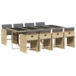 vidaXL Ensemble à manger de jardin et coussins 9 Pièces mélange beige