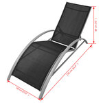 vidaXL Chaises longues et parasol Aluminium Noir