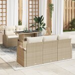 Set de Canapés de Jardin 6 pièces vidaXL avec Coussins Beige Poly Rattan