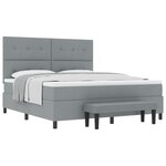 vidaXL Lit avec Sommier et Banc Gris Clair 180x200 cm Tissu