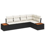 vidaXL Ensemble de canapés de jardin de 5 pièces avec coussins Noir Poly Rotin Acacia