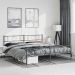 vidaXL Cadre de lit métal sans matelas avec pied de lit noir 193x203cm