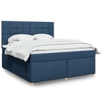 vidaXL Sommier à lattes de lit avec matelas Bleu 180x200 cm Tissu