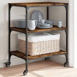 vidaXL Chariot de cuisine chêne fumé 60x41x76 cm bois d'ingénierie